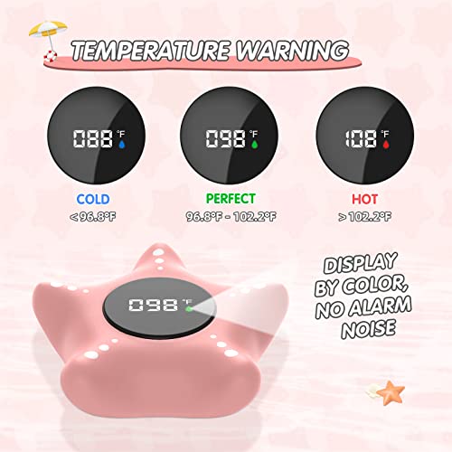 LEDFAAH Baby Bath Thermometer Safety, Auto On & Off Bathtub Thermometer Floating Toy, Digital Bathing Water Temperature Warning, Pink Sea Star Shape - Image 4