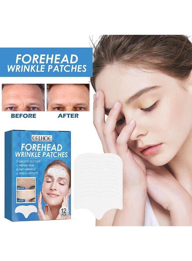 إيلهو بقع تجاعيد الجبين - 12 قطعة علاج تجاعيد الجبين - لصقات الكولاجين المتحلل - شرائط الوجه بالصبار - بقع تجاعيد الوجه - شريط الوجه للتجاعيد - Image 2