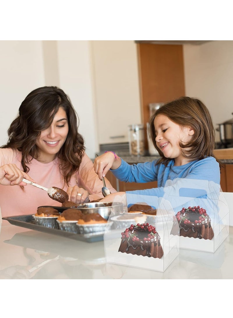 Single Cupcake Boxes, 20PCS Cupcake Boxes Individual, Clear Mini Cake Boxes for 2 or 3 Inch Cakes, Boxes for Cake Slice, Cupcakes, Muffins, Suitable for Home Baking, Party, Wedding, Cake Shop - Image 5