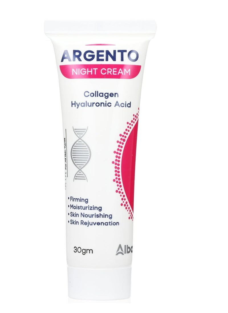 ARGENTO Night Cream Collagen & Hyaluronic Acid 30gm  - Image 1