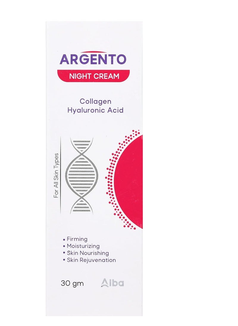 ARGENTO Night Cream Collagen & Hyaluronic Acid 30gm  - Image 2