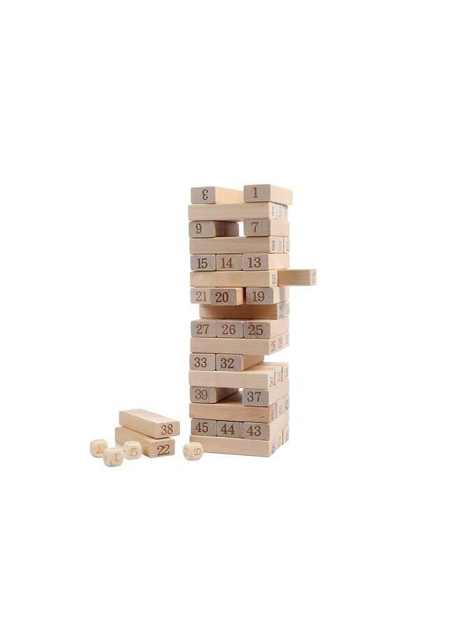 Generic Brandon-super Lotus Wood Building Blocks,Stacked Game, Stacking Height, Overturned Tower, Raw Wood Color,(48PCS) 