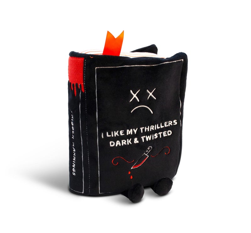 Punchkins Book Plushie I Like My Thrillers Dark Twisted Gift for Book Lovers Silly Plush Toy for Gifting - Image 3