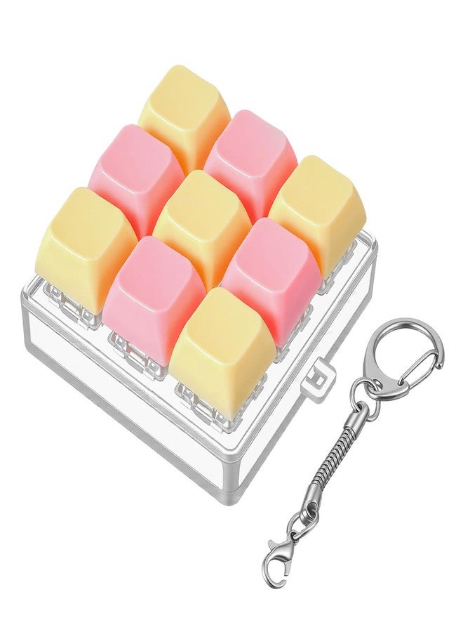 WJIAAA Keyboard Fidget Toy, Fidget Clicker Keychain with 9 Clickable Buttons for Stress Relief Pass Time, Funny Gifts for Adults(Yellow Pink) - Image 1