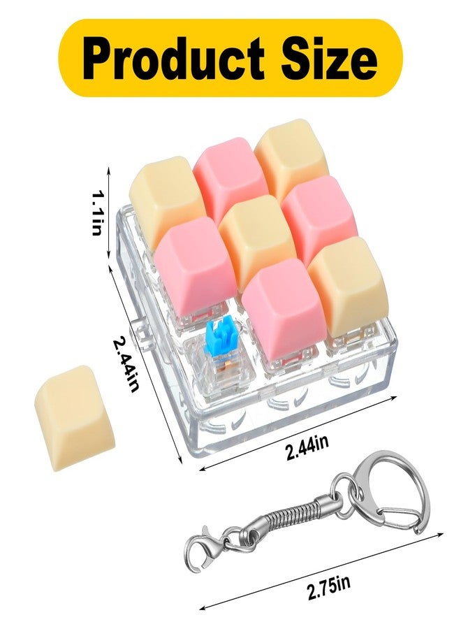 WJIAAA Keyboard Fidget Toy, Fidget Clicker Keychain with 9 Clickable Buttons for Stress Relief Pass Time, Funny Gifts for Adults(Yellow Pink) - Image 2