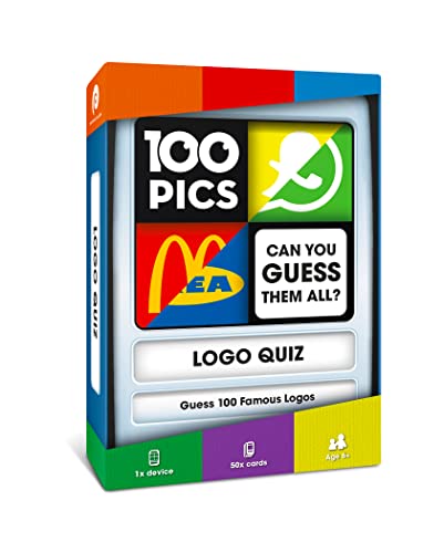 100 PICS Logos Travel Game Guess 100 Logos Flash Cards with Slide Reveal Case Card Game Gift Stocking Stuffer Hours of Fun for Kids and Adults Ages 6 - Image 1
