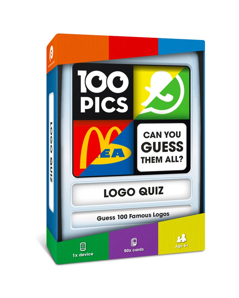 100 PICS Logos Travel Game Guess 100 Logos Flash Cards with Slide Reveal Case Card Game Gift Stocking Stuffer Hours of Fun for Kids and Adults Ages 6 - Image 2