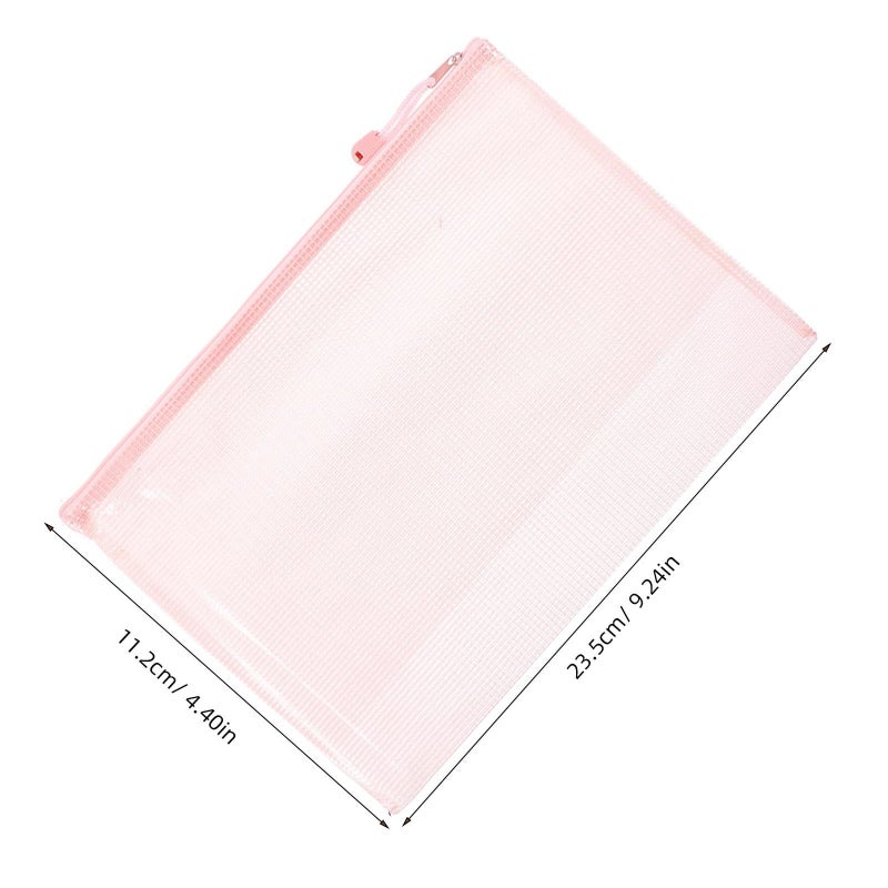 5 Pcs A6 Plastic Mesh Zipper Document Organizer Pouch Set For Office School Travel - Image 3