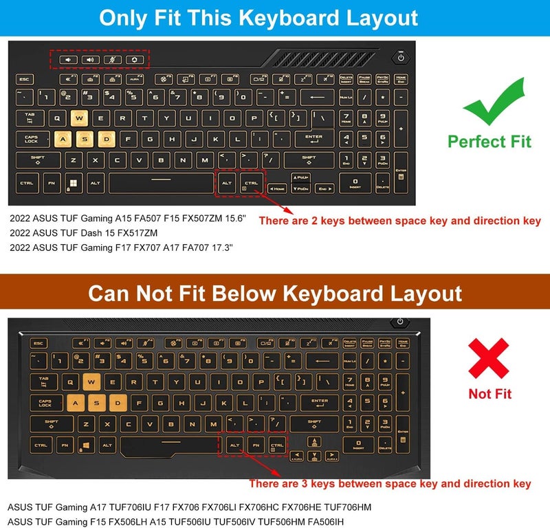 Oaky Keyboard Cover for 2024-2022 ASUS TUF Dash Gaming Laptops 15.6 Inch A15 FA507 FA507NU & ASUS TUF Gaming F15 FX507 FX507VU Series & ASUS TUF Dash 15 & F15 FX517ZM Keyboard Skin - Silicone Black - Image 2