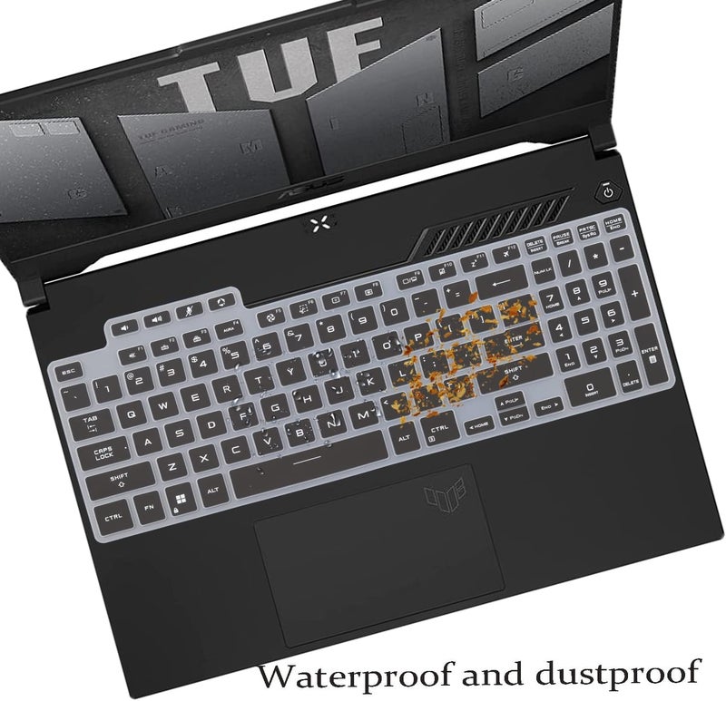 Oaky Keyboard Cover for 2024-2022 ASUS TUF Dash Gaming Laptops 15.6 Inch A15 FA507 FA507NU & ASUS TUF Gaming F15 FX507 FX507VU Series & ASUS TUF Dash 15 & F15 FX517ZM Keyboard Skin - Silicone Black - Image 3