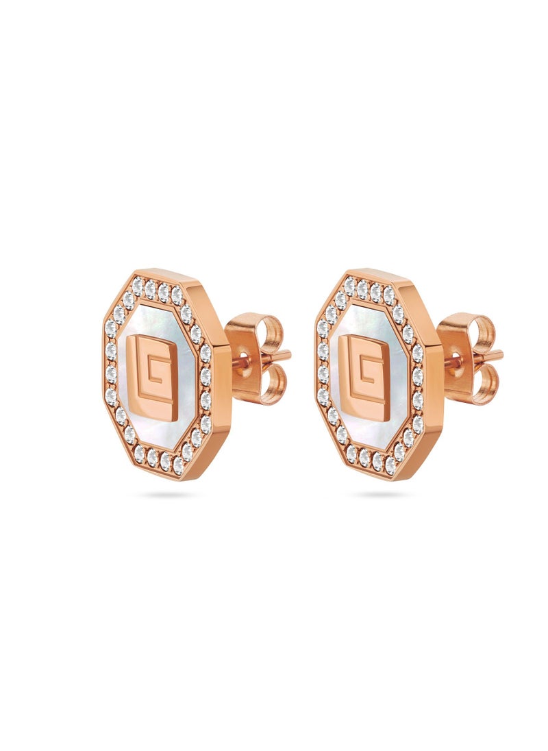 Guy Laroche Ambre Rose Gold Plated Mother of Pearl Earrings for Women - Image 1