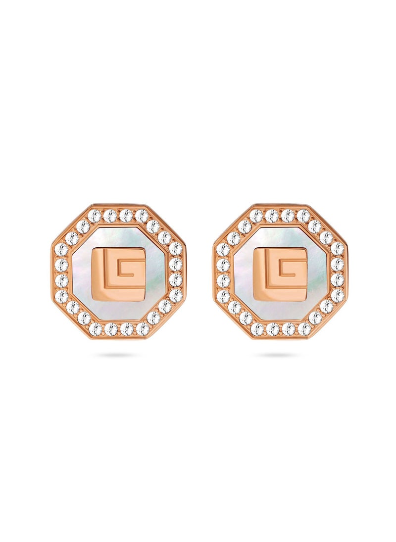 Guy Laroche Ambre Rose Gold Plated Mother of Pearl Earrings for Women - Image 2