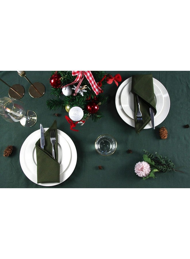 INFEI Solid Color Linen Blended Thin Dinner Napkins - Pack of 12 (40 x 40 cm) - for Events & Home Use (Army Green) - Image 5