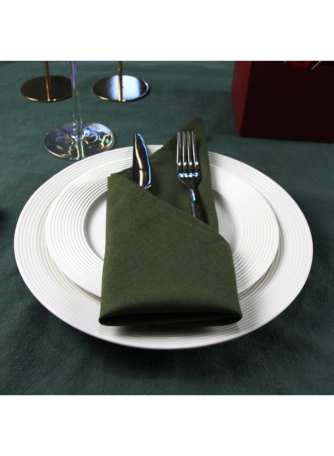INFEI Solid Color Linen Blended Thin Dinner Napkins - Pack of 12 (40 x 40 cm) - for Events & Home Use (Army Green) - Image 3