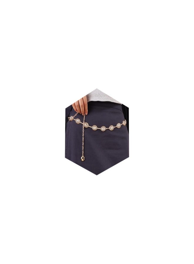 MODRSA Gold Belt Chain Belt for Women Dress Gold Waist Belts Chains Layered Body Chain Jewelry Greek Goddess Waist Chains Jewelry for Women Dainty Fashion Rhinestone Belly Belts Dress Accessories - Image 1