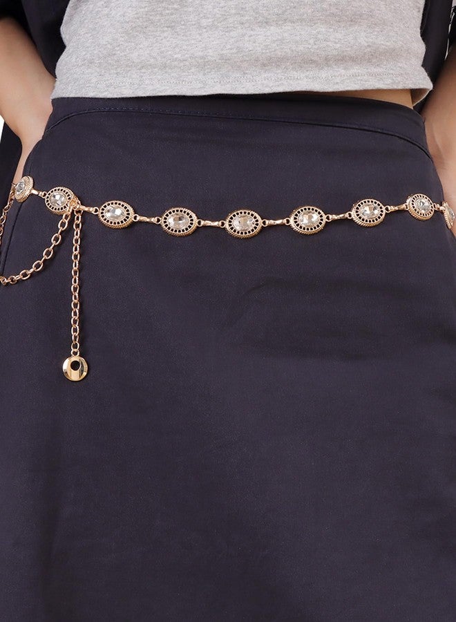 MODRSA Gold Belt Chain Belt for Women Dress Gold Waist Belts Chains Layered Body Chain Jewelry Greek Goddess Waist Chains Jewelry for Women Dainty Fashion Rhinestone Belly Belts Dress Accessories - Image 2