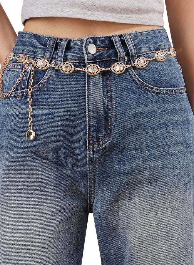 MODRSA Gold Belt Chain Belt for Women Dress Gold Waist Belts Chains Layered Body Chain Jewelry Greek Goddess Waist Chains Jewelry for Women Dainty Fashion Rhinestone Belly Belts Dress Accessories - Image 3