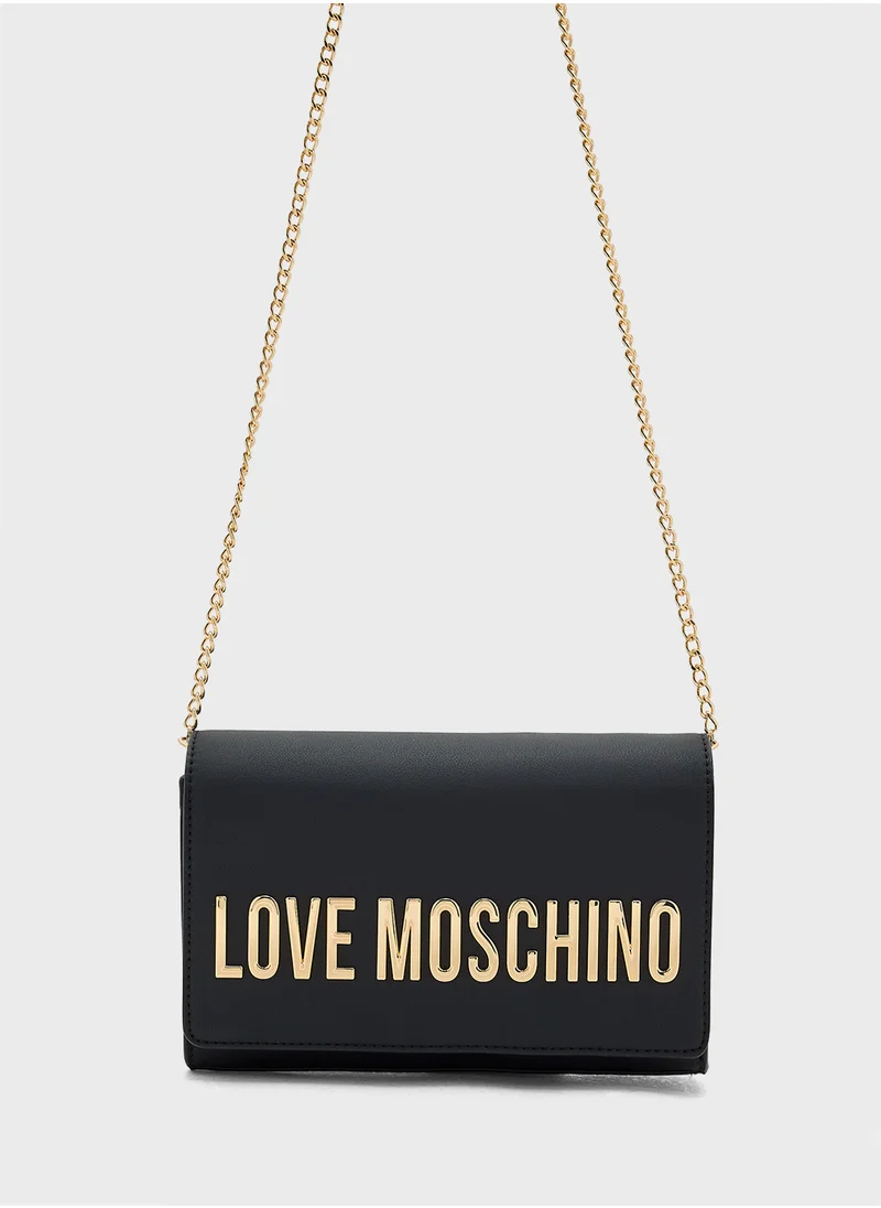 Love Moschino Chain Detailed Flap Over Clutche