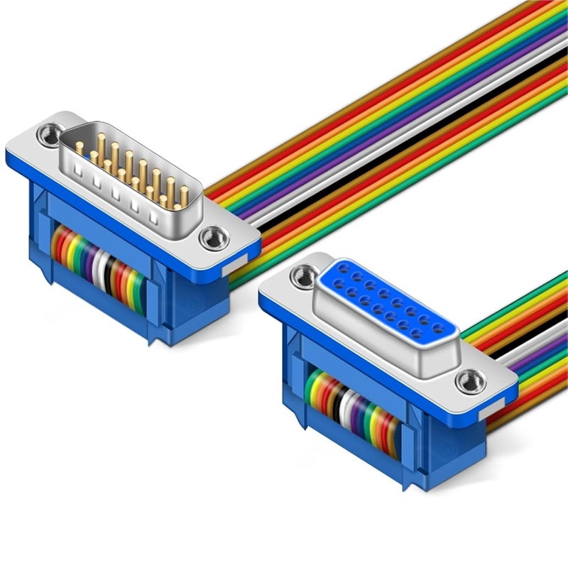 DIDC DB15 Pin Ribbon Cable DIDC-15P Male Female Flat DR15P Connector Line(2m,Fe to Fe) - Image 2