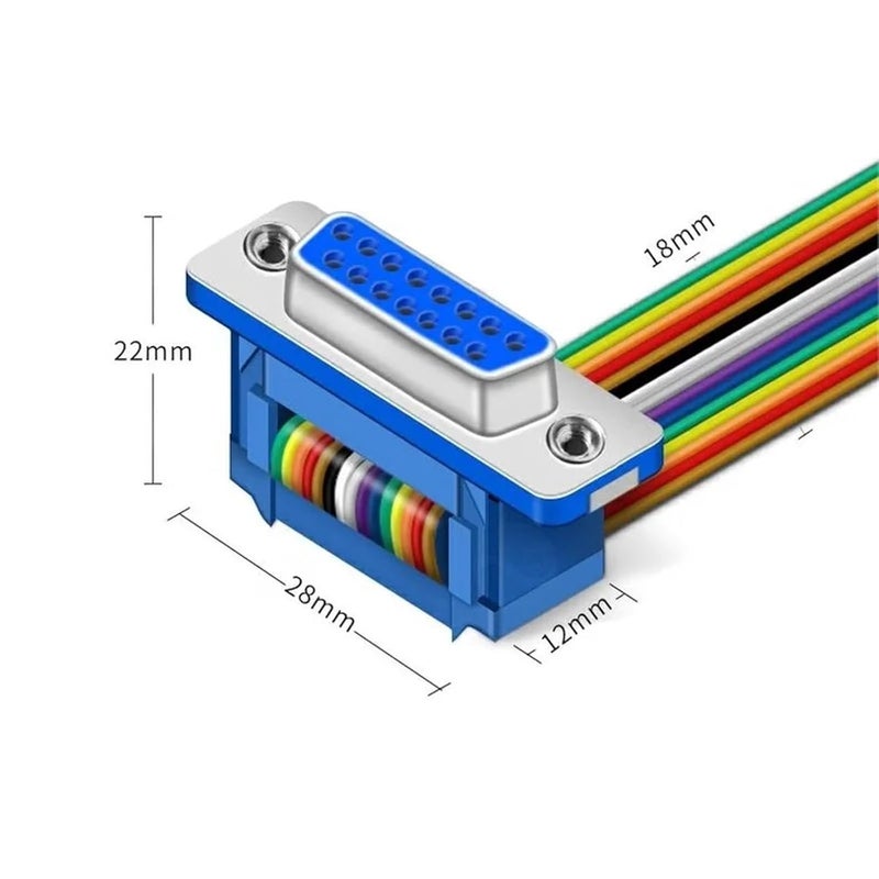 DIDC DB15 Pin Ribbon Cable DIDC-15P Male Female Flat DR15P Connector Line(2m,Fe to Fe) - Image 3