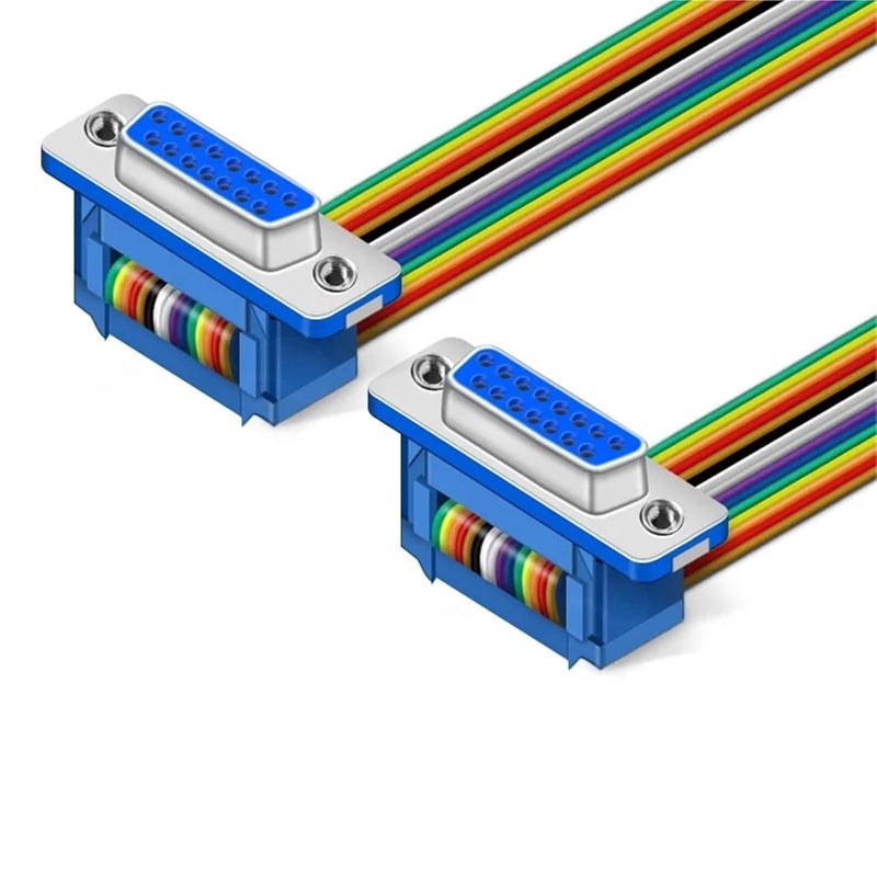 DIDC DB15 Pin Ribbon Cable DIDC-15P Male Female Flat DR15P Connector Line(2m,Fe to Fe) - Image 1