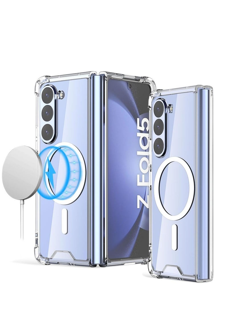 Case - for Samsung Galaxy Z Fold 5 Clear Case,Compatible with MagSafe Transparent Shockproof Protection Yellowing Resistant Magnetic Phone Case for Galaxy Z Fold 5 5G (2023)-Clear - Image 1