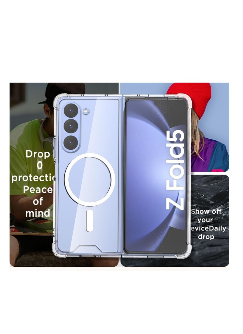 Case - for Samsung Galaxy Z Fold 5 Clear Case,Compatible with MagSafe Transparent Shockproof Protection Yellowing Resistant Magnetic Phone Case for Galaxy Z Fold 5 5G (2023)-Clear - Image 1