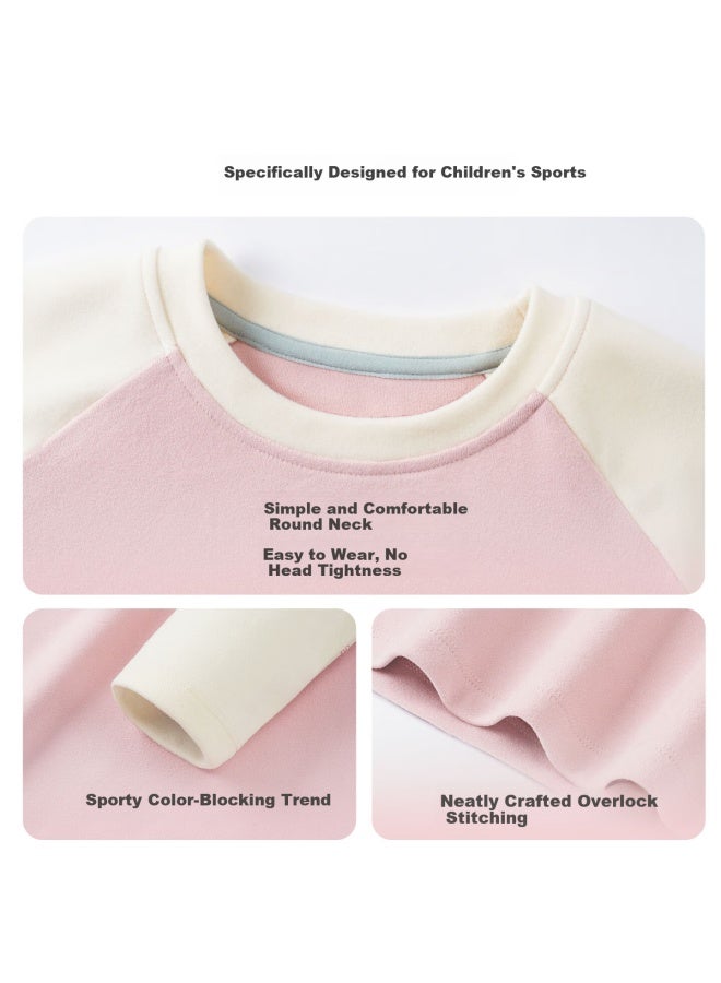 Pepco Girls' Thermal Velvet Long Sleeve T-shirt Spring New 10a Antibacterial Base Layer Sports Top Pink 170