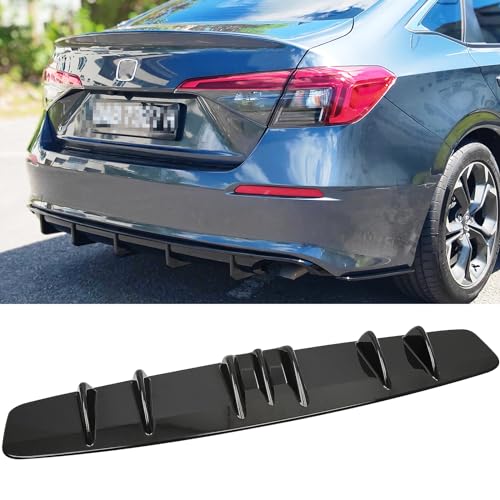 DREAMOTOR 33 Car Rear Bumper Lip Universal Rear Diffuser Shark Fin Style Bumper Wing Spoiler Splitter Spoiler Compatible with Honda Civic Accord Volkswagen VW Jetta Audi A3 Ford Explorer Chrysler - Image 1