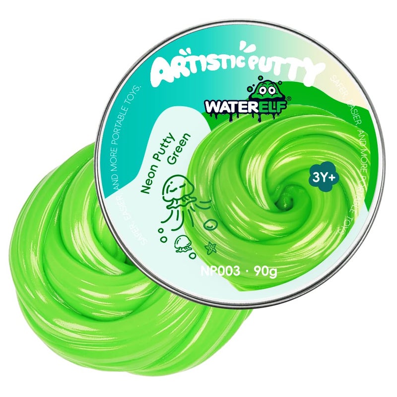WATERELF Play Putty Slime for Kids Fidget Sensory Artistic Therapy Putty Toys for Boys Girls Adults Stress Relief NonSticky 311 Inch 32 Oz NP003Green - Image 3