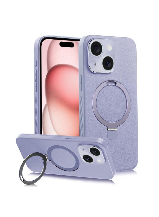 إيروريكس جراب لهاتف iPhone 15 مزود بحامل دوار MagSafe من الكمبيوتر الشخصي + جراب هاتف من الجلد - Image 1