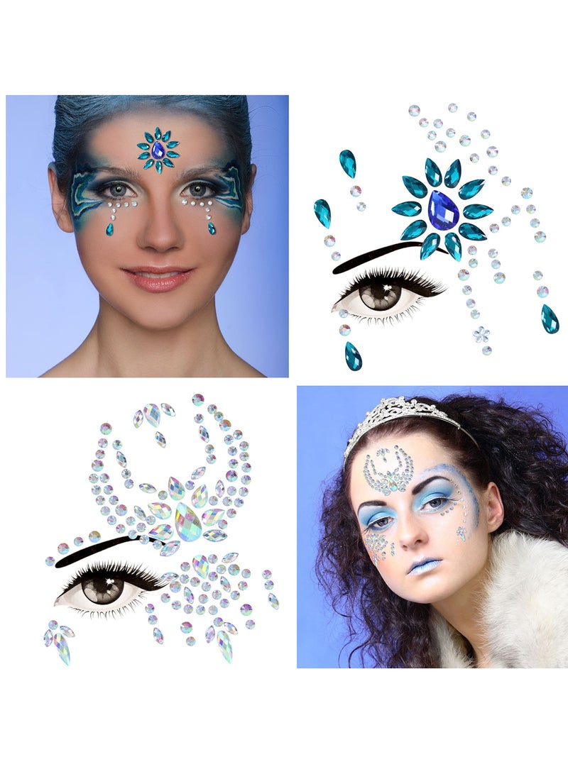 Excefore Face Gems, 8 Sets Stick-On Face Jewels, Rhinestones for Eyes and Body, Rave Outfits, Euphoria Fairy Makeup, Festival, Costume, and Party Accessories - Image 4