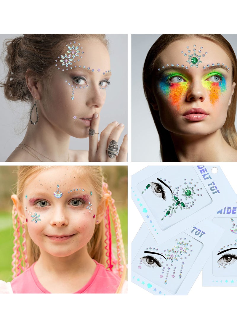 Excefore Face Gems, 8 Sets Stick-On Face Jewels, Rhinestones for Eyes and Body, Rave Outfits, Euphoria Fairy Makeup, Festival, Costume, and Party Accessories - Image 3