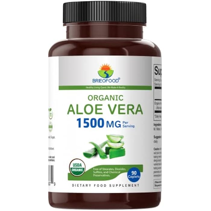 Brieofood Organic Aloe Vera 1500mg, 45 Servings, Vegetarian, Gluten Free, 90 Vegetarian Tablets - Image 2