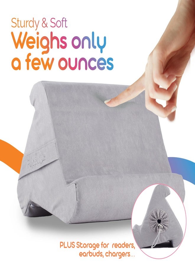 Flippy Tablet 4.0 Pillow Stand Holder for Lap, Desk & Bed - Convenient Storage for Your Items - Carry Strap Handle - Compatible with iPad, Kindle, Fire, Samsung Galaxy - Greyster - Image 3