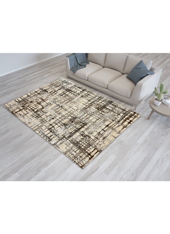HANDPICKED FURNITURE Handpicked Furniture Abstract Brown Rug, Ultra Soft Area Carpets For Bed Room, Living Room, And Dining Room, Antislip Floor Carpets, Easy To Clean, Made In Turkey  - Image 1