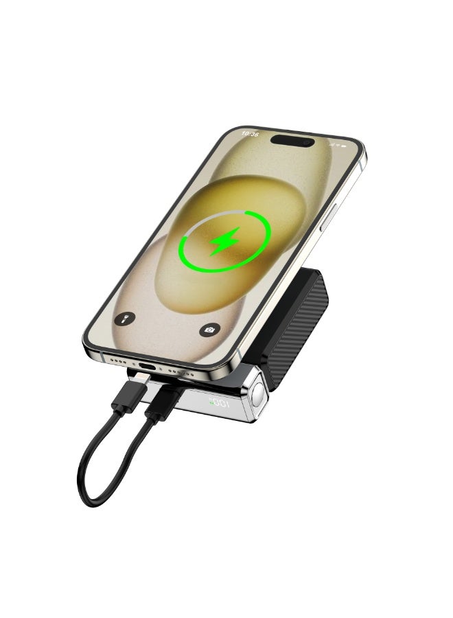 بورودو باور بانك كروم فولت 10000 مللي أمبير/ساعة مع شاشة رقمية LED وشحن سريع PD 35 واط و QC 22.5 واط / متوافق مع MagSafe / شحن لاسلكي - أسود - Image 4
