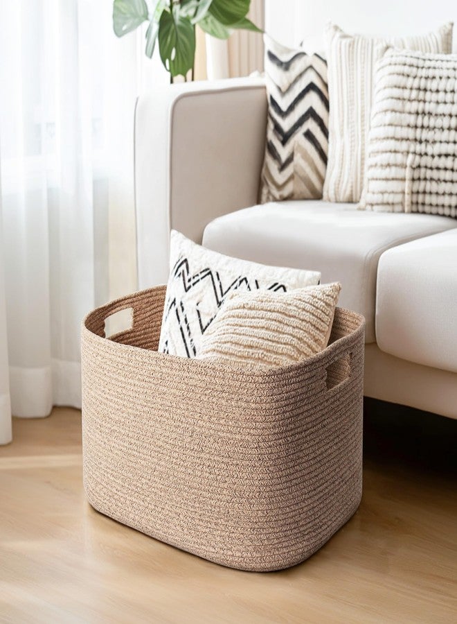 WILLITAT Large Storage Basket for Blankets, 75L Woven Blanket Storage for Living Room, Cotton Rope Baskets for Organizing, Kids Dog Toy Bin Box, Rectangle Pillow Holder Organizer, 22”x17”x12” - Image 4