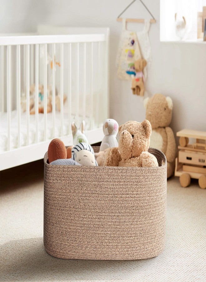 WILLITAT Large Storage Basket for Blankets, 75L Woven Blanket Storage for Living Room, Cotton Rope Baskets for Organizing, Kids Dog Toy Bin Box, Rectangle Pillow Holder Organizer, 22”x17”x12” - Image 5