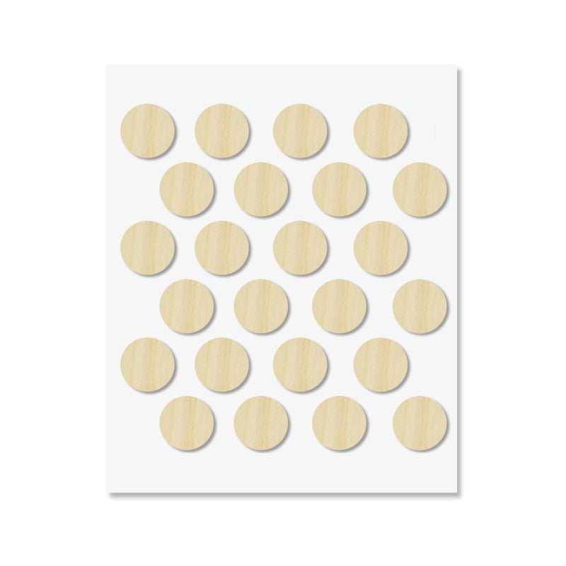 UNMAR Maple Self-Adhesive Screw Hole Stickers - 24 Pcs. 0.79 Inch / 20 Mm Peel Stick Dust Proof Tape, Water Resistance Pvc Caps For Wood Cabinets, Furniture, Drawer, Wardrobe, Kitchen, Table - Image 1