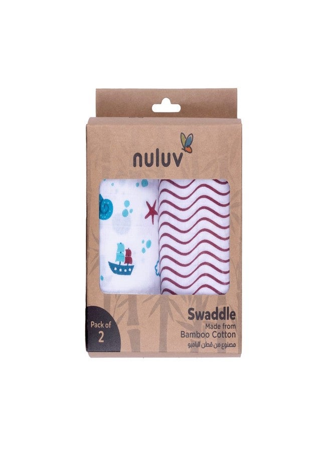 Nuluv Anchor Baby Swaddle Wraps, Soft and Breathable Swaddling Cloths, Bamboo Cotton Swaddle Wraps, Hypoallergenic, Multi-Purpose, Lightweight, for Babies 0+ Months, Pack of 2, Red - Image 2