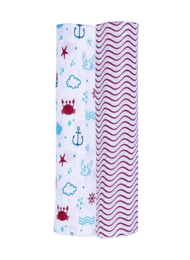 Nuluv Anchor Baby Swaddle Wraps, Soft and Breathable Swaddling Cloths, Bamboo Cotton Swaddle Wraps, Hypoallergenic, Multi-Purpose, Lightweight, for Babies 0+ Months, Pack of 2, Red - Image 1
