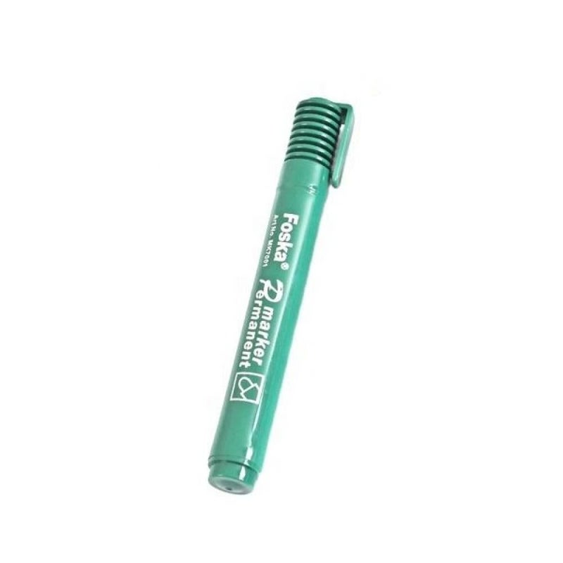 Foska Green Round Tip Permanent Marker Pens 2mm - 12 Pack - Image 1