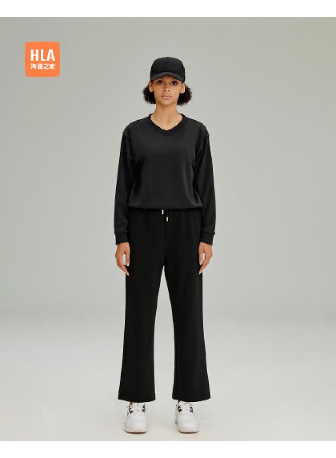 HLA سويت شيرت نسائي غير رسمي بلون موحد مع مرونة خفيفة لربيع وخريف الرياضة - Image 1