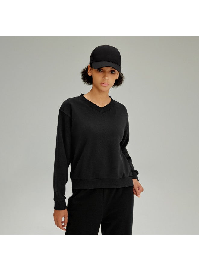 HLA سويت شيرت نسائي غير رسمي بلون موحد مع مرونة خفيفة لربيع وخريف الرياضة - Image 3