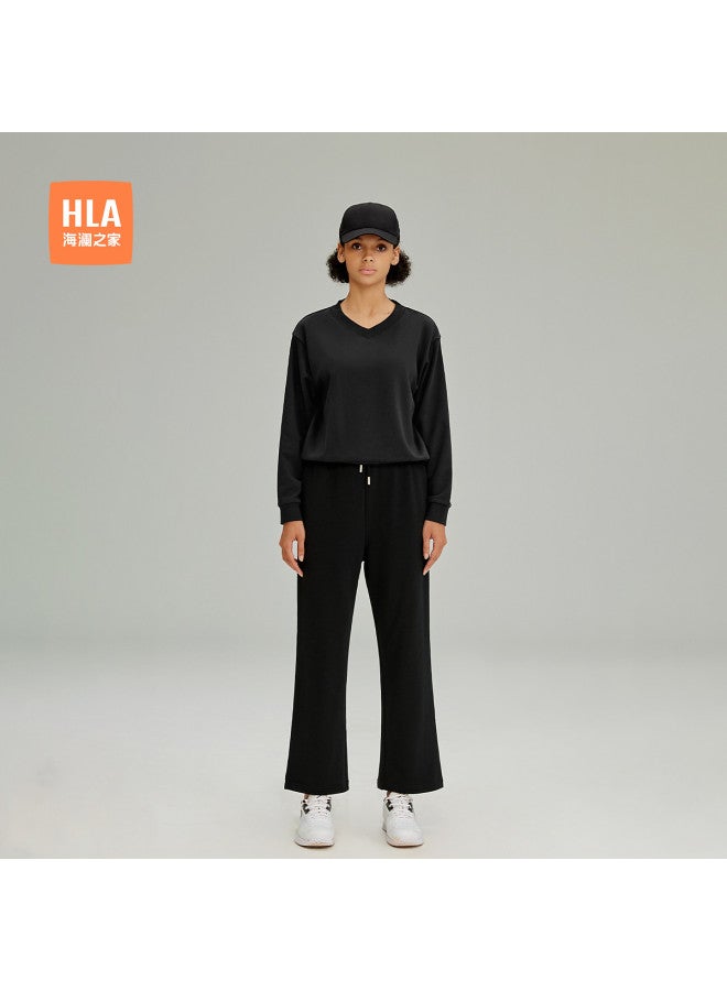 HLA سويت شيرت نسائي غير رسمي بلون موحد مع مرونة خفيفة لربيع وخريف الرياضة - Image 2