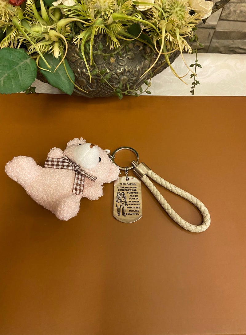 Elegant Pink Bear Keychain - Image 2