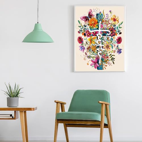 ARPADAMO Diamond Art Kits for Adults,5D Cross Flowers Diamond Painting DIY Flower Diamond Art Diamond Painting Kits for Adult,Round Full Drill Diamonds, Diamond Art Kits for Home Decor-12x16inch - Image 3