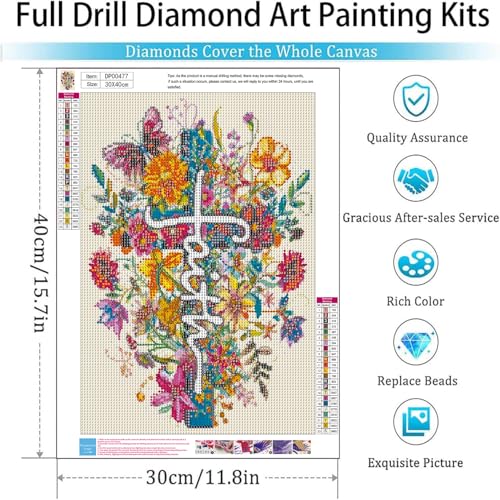 ARPADAMO Diamond Art Kits for Adults,5D Cross Flowers Diamond Painting DIY Flower Diamond Art Diamond Painting Kits for Adult,Round Full Drill Diamonds, Diamond Art Kits for Home Decor-12x16inch - Image 4