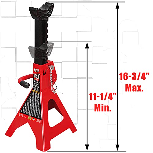 BIG RED T43002A Torin Steel Jack Stands Double Locking 3 Ton 6000 lb Capacity Red 1 Pair - Image 4